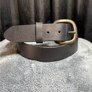 Justin Boots Black Belt with Brass Buckle